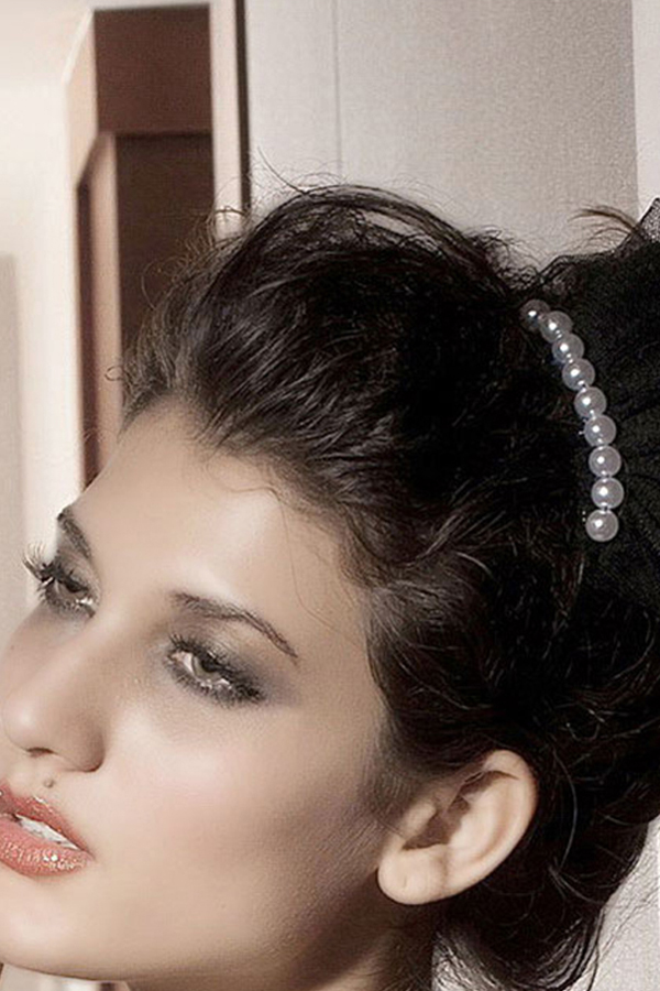 Accessories White Pearl Black Lace Hairpin - Click Image to Close